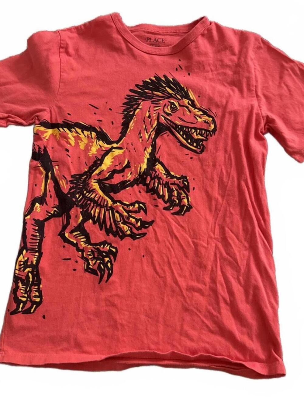 PLACE Kids Red Dinosaur Graphic T-Shirt Large